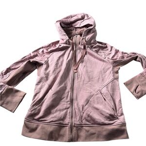 Athleta Womens Mauve Triumph Full Zip Faux Fur Lined Hooded Jacket Sizee Large